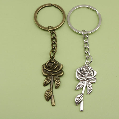 Zinc Alloy Rose Flower Keychain Bag Charm Gift