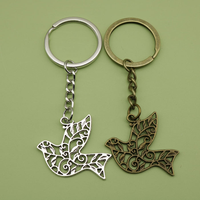 Zinc Alloy Peace Dove Keychain Bag Charm Gift