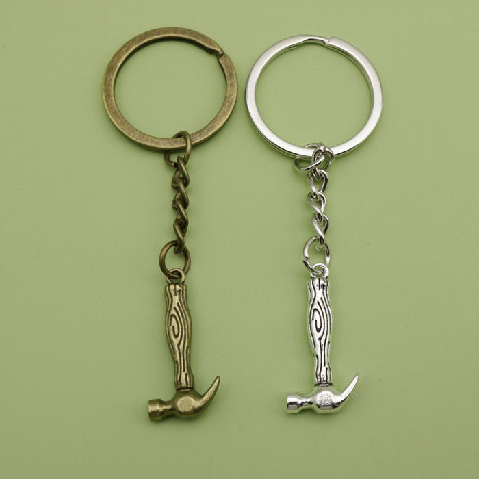 Metal Hammer Keychain Minimalist Tool Bag Charm Gift