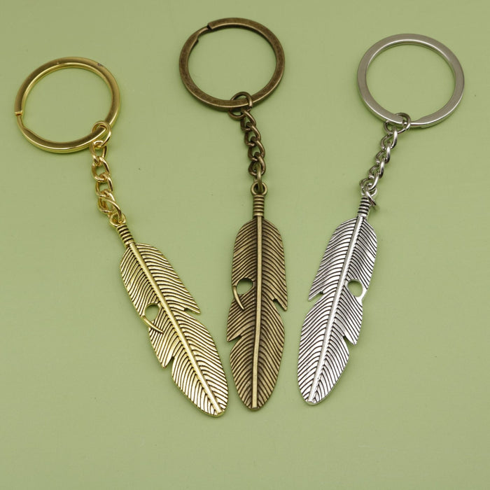 Zinc Alloy Feather Keychain Bag Charm Gift