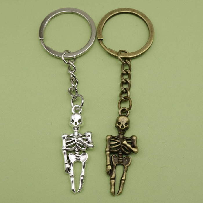 Zinc Alloy Minimalist Skull Keychain For Punk Bag Charm