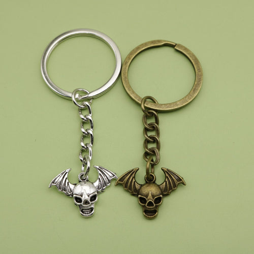 Metal Skull Bat Keychain Bag Charm