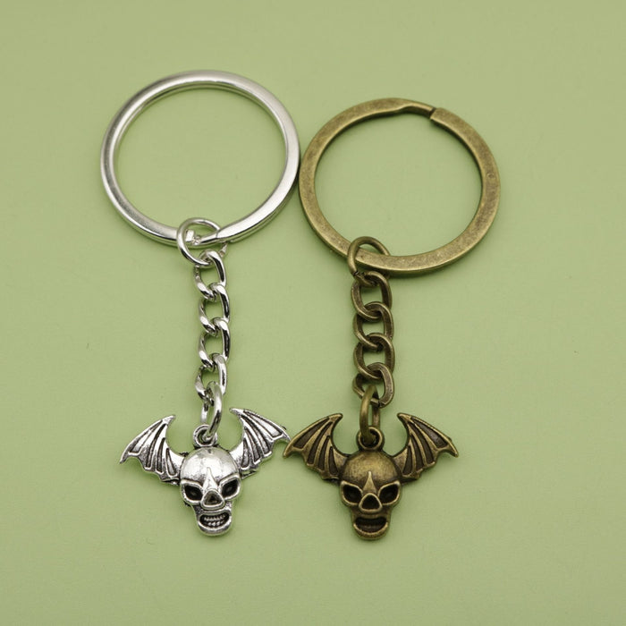 Metal Skull Bat Keychain Bag Charm