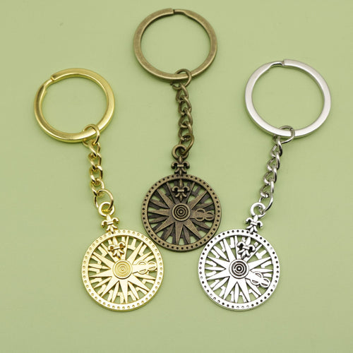 Metal Compass Keychain Bag Charm