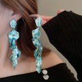 Sweet Acrylic Pleated Flower Petal Tassel Drop Earrings Long Dopamine Style Fashion Jewelry view 4