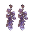 Sweet Acrylic Pleated Flower Petal Tassel Drop Earrings Long Dopamine Style Fashion Jewelry view 5