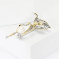 Copper Freshwater Pearl Magnolia Brooch Pin For Women's Cardigans view 2
