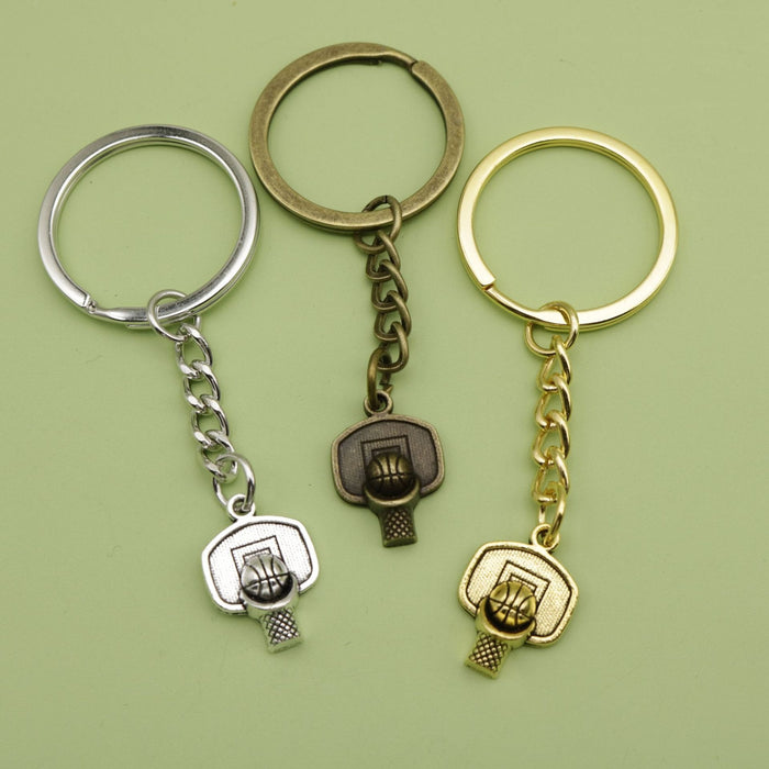 Zinc Alloy Basketball Hoop Keychain For Sports Bag Charm