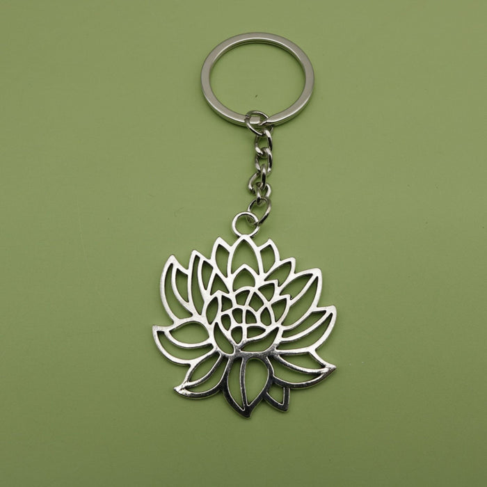 Metal Simple Lotus Flower Keychain Bag Charm