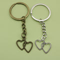 Metal Double Heart Keychain Bag Charm Gift view 1