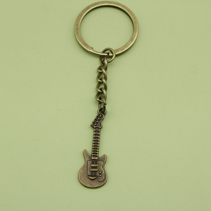 Metal Minimalist Guitar Keychain Bag Charm Gift