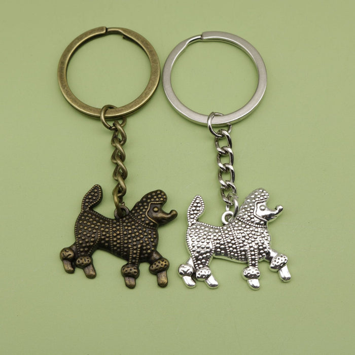 Metal Poodle Dog Keychain Bag Charm Gift