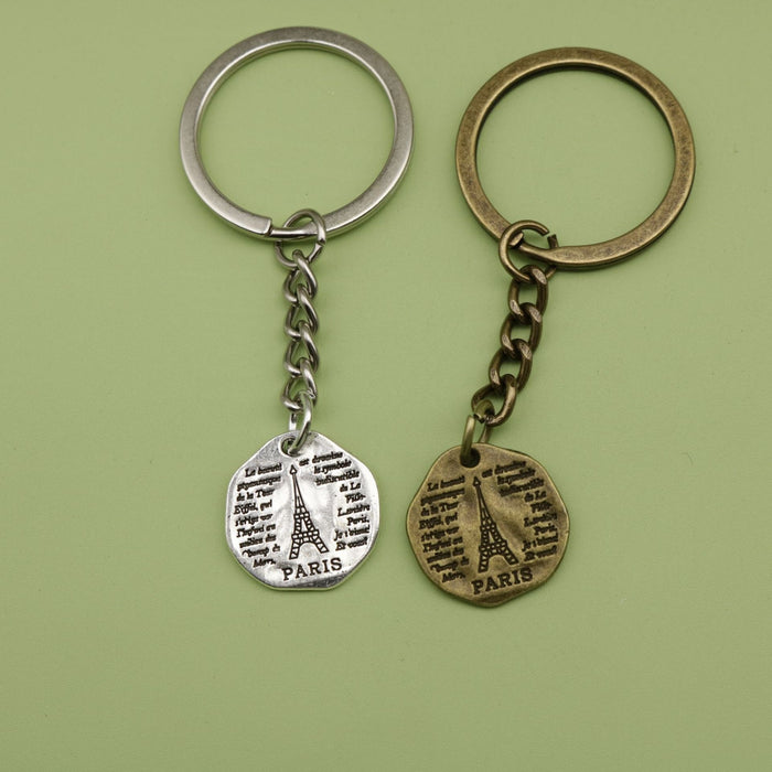 Metal Letter Eiffel Tower Keychain Bag Charm Gift