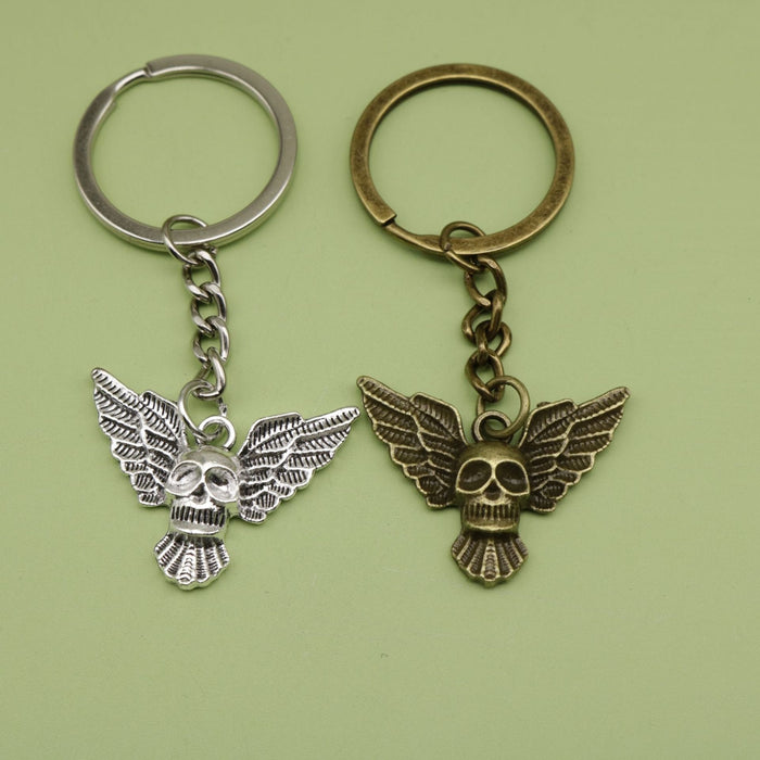 Zinc Alloy Winged Skull Keychain for Bag Charm Gift