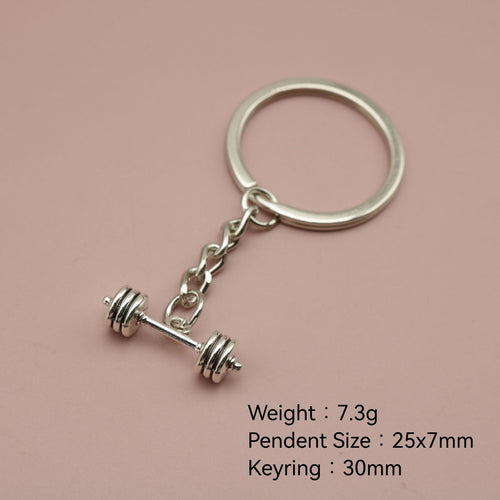 Zinc Alloy Barbell Keychain Minimalist Key Ring Gift