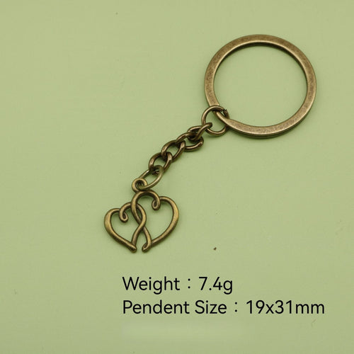 Metal Double Heart Keychain Bag Charm