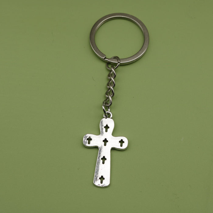 Zinc Alloy Simple Cross Keychain Religious Gift Key Ring