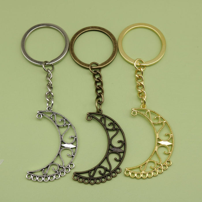 Metal Simple Crescent Moon Keychain Bag Charm Gift
