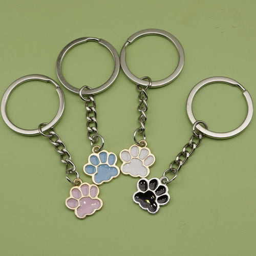 Metal Dog Paw Print Keychain Bag Charm Gift