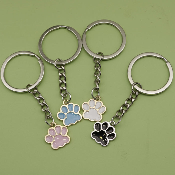 Metal Dog Paw Print Keychain Bag Charm Gift