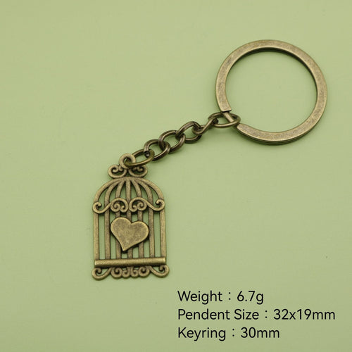 Metal Heart Birdcage Keychain Bag Charm Gift for Women