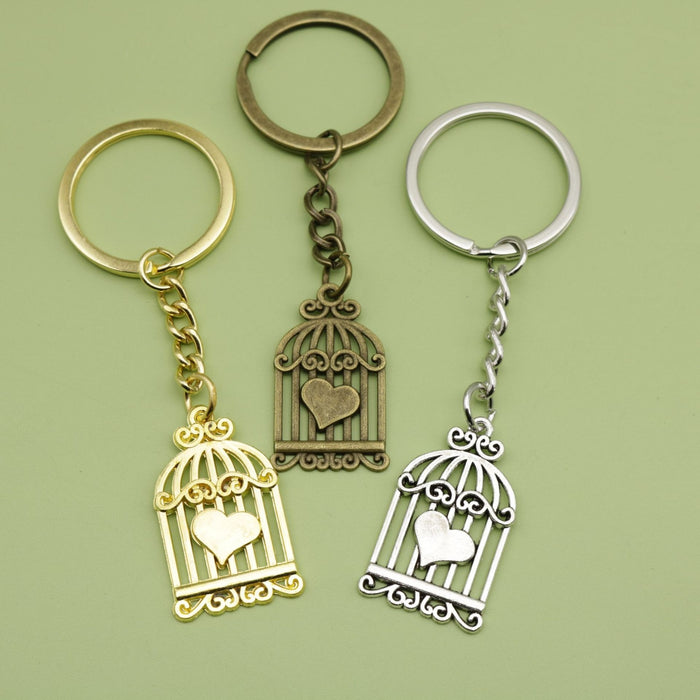 Metal Heart Birdcage Keychain Bag Charm Gift for Women