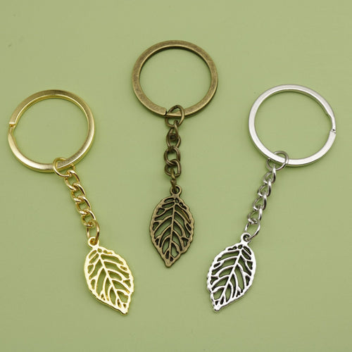 Zinc Alloy Simple Leaf Keychain Bag Charm Gift