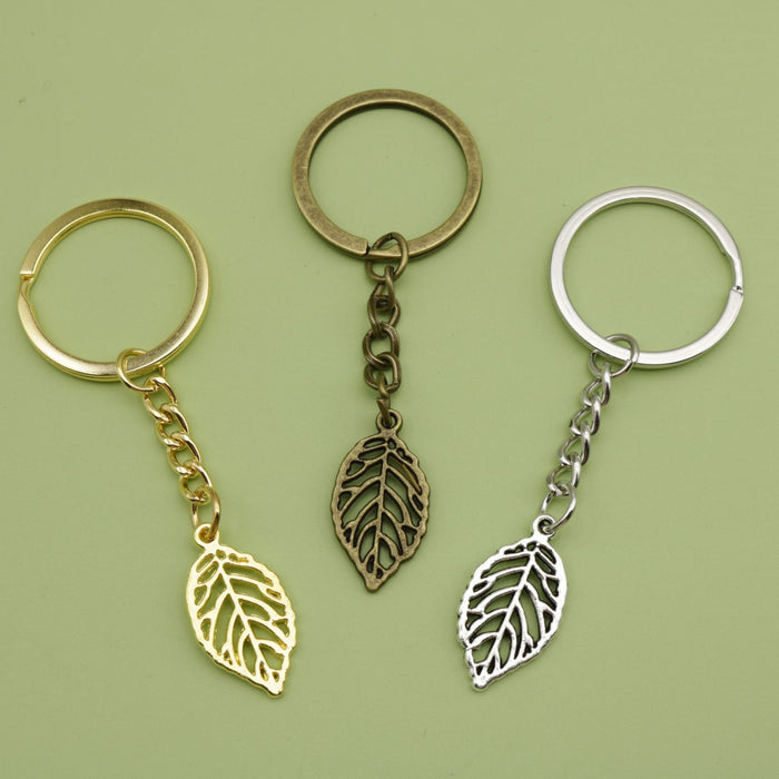 Zinc Alloy Simple Leaf Keychain Bag Charm Gift