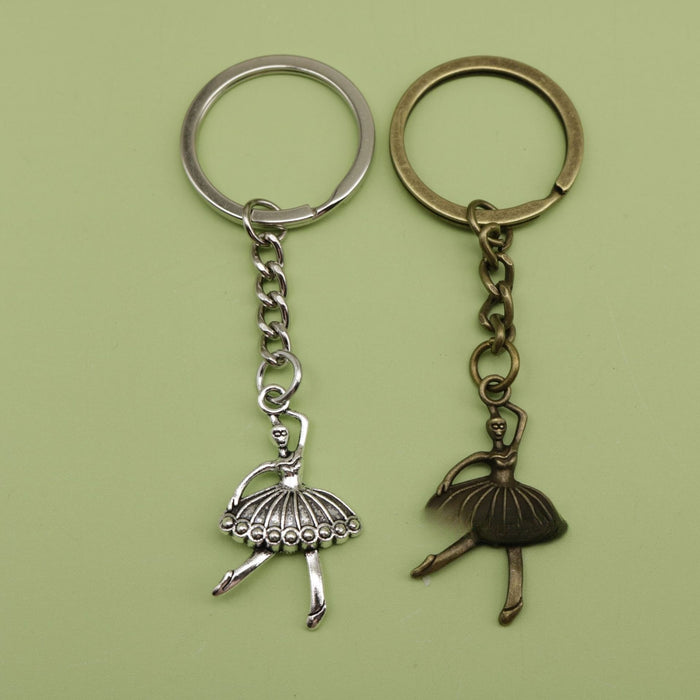 Metal Minimal Ballet Girl Keychain Bag Charm Gift