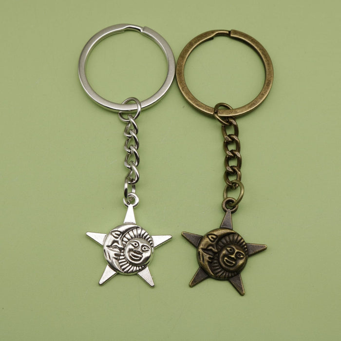 Metal Star Moon Sun Keychain Bag Charm Gift