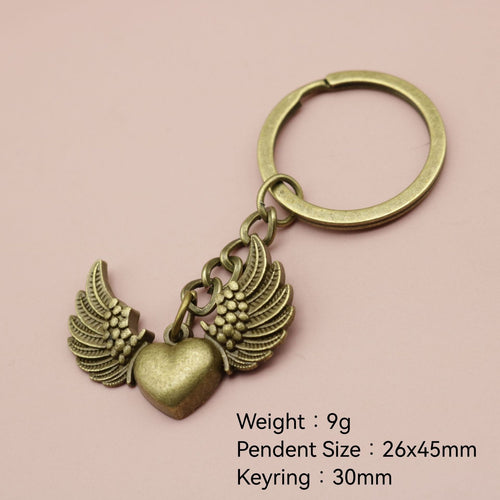 Metal Heart Wings Keychain Bag Charm Gift Key Ring