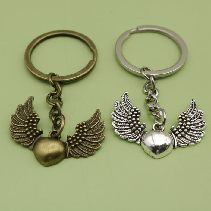 Metal Heart Wings Keychain Bag Charm Gift Key Ring
