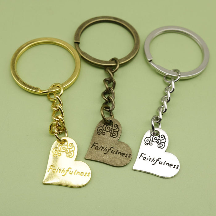 Metal Heart Letter Keychain Bag Charm Gift