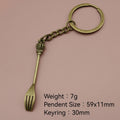 Zinc Alloy Fork Shape Keychain Bag Charm Gift view 2