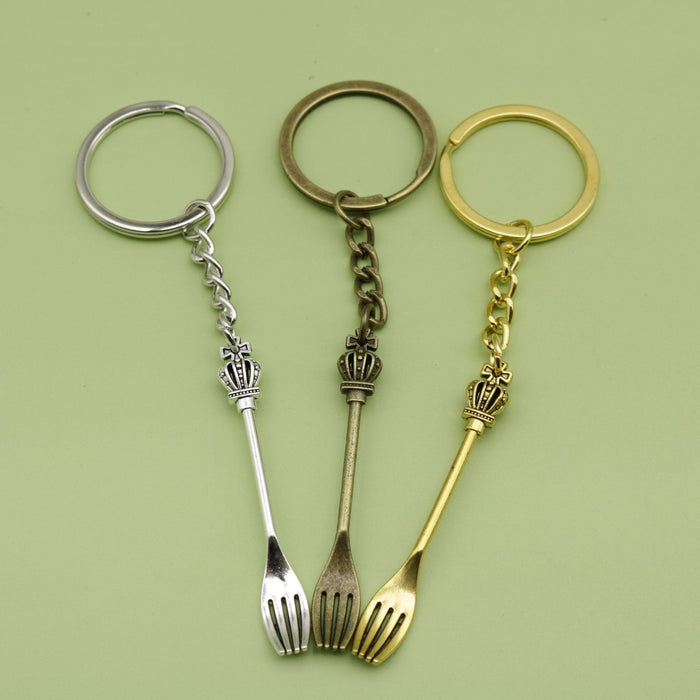 Zinc Alloy Fork Shape Keychain Bag Charm Gift