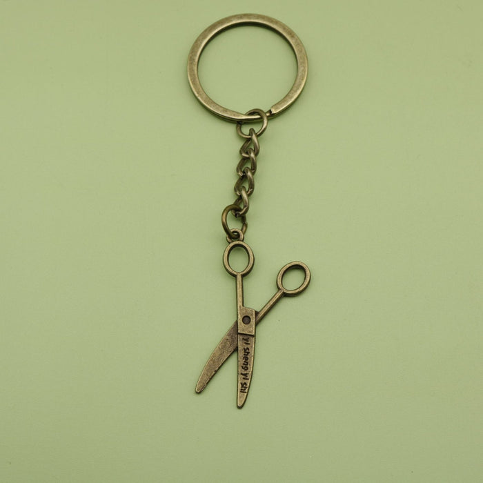 Metal Simple Scissors Keychain Sewing Tool Key Ring