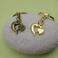 Metal Heart Keychain Bag Charm Gift – Antique Copper view 4
