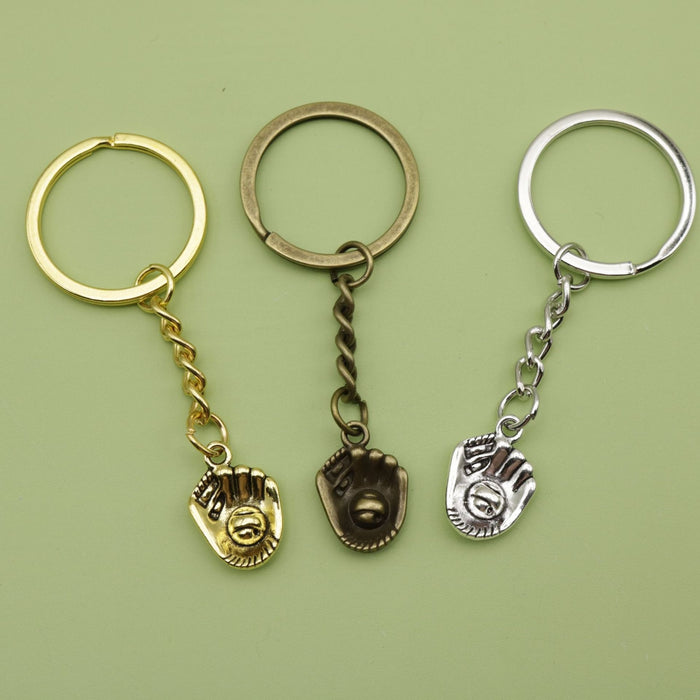 Metal Baseball Glove Keychain Sports Gift Key Ring