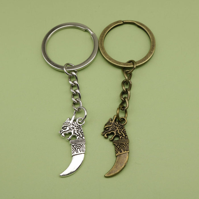 Metal Dragon Tooth Keychain Bag Charm