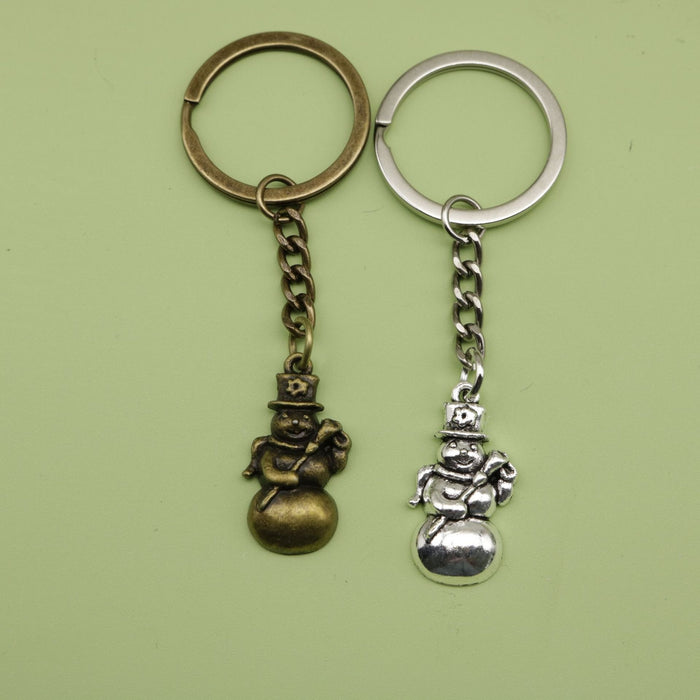 Metal Snowman Shape Keychain Winter Bag Charm Holiday Gift