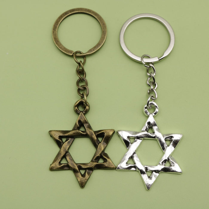 Zinc Alloy Simple Hexagram Keychain For Bag Charm Gift