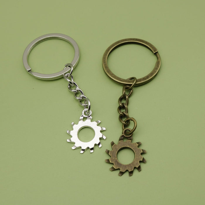 Metal Simple Gear Keychain Industrial Style Key Ring Gift