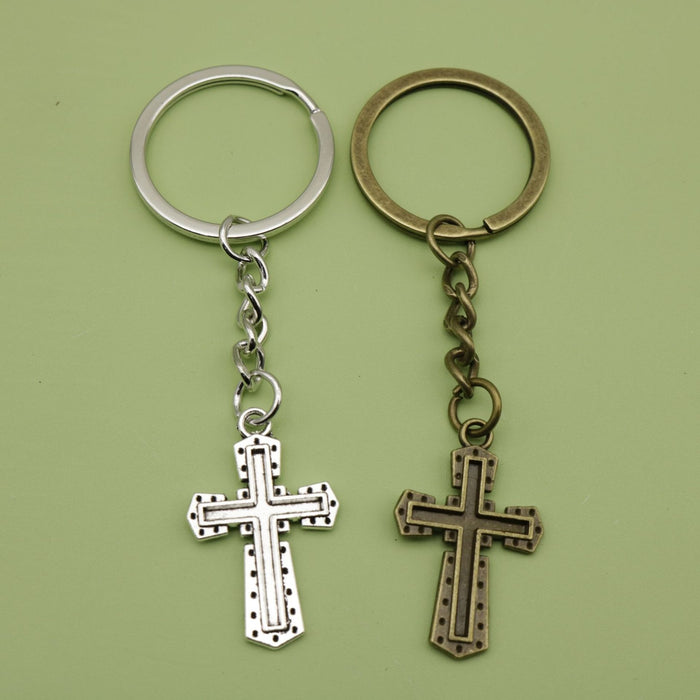 Metal Simple Cross Keychain Bag Charm Gift