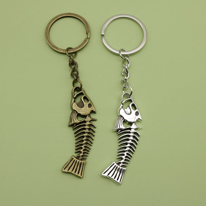Metal Fish Bone Keychain Minimalist Bag Charm Gift
