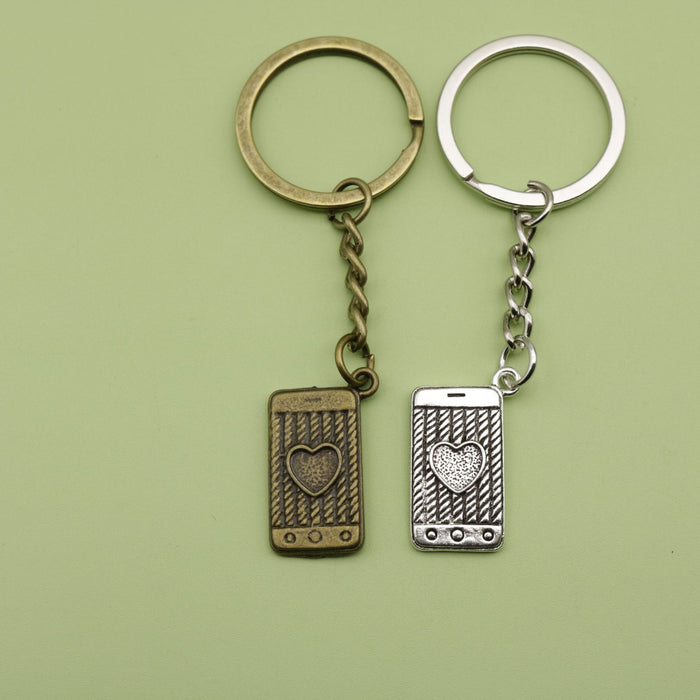 Zinc Alloy Heart Phone Keychain Bag Charm Gift