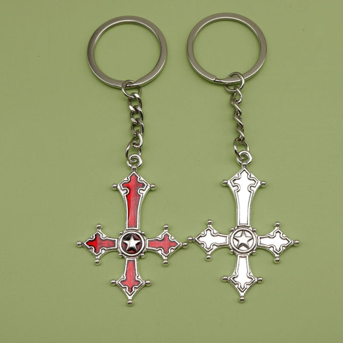 Zinc Alloy Cross Keychain Simple Bag Charm Key Ring