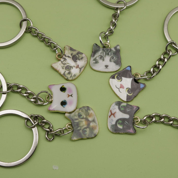 Metal Cat Face Keychain Cute Bag Charm Key Ring