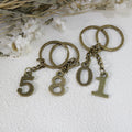 Zinc Alloy Arabic Number Pendant Keychain Key Ring Gift view 2