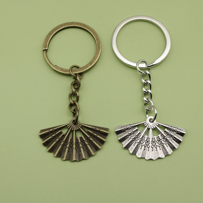 Zinc Alloy Simple Fan Keychain Bag Charm Gift