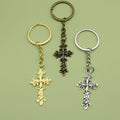 Zinc Alloy Minimalist Cross Keychain Bag Charm Gift – Antique Copper view 1